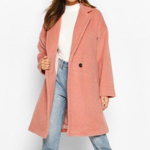 NWOT Boohoo Luxe Brushed Wool Look Button Coat ✨